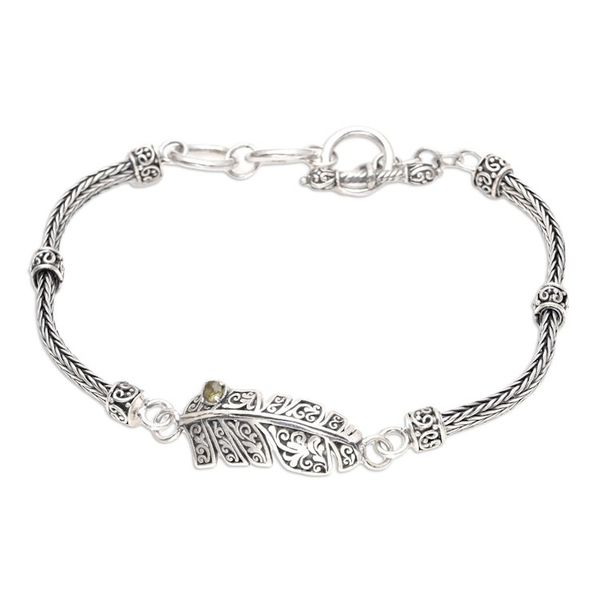 Alternate image for Peridot and Sterling Silver Bracelet with Leaf Motif Color of Spring