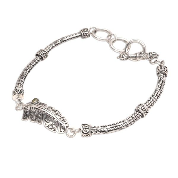 Alternate image for Peridot and Sterling Silver Bracelet with Leaf Motif Color of Spring