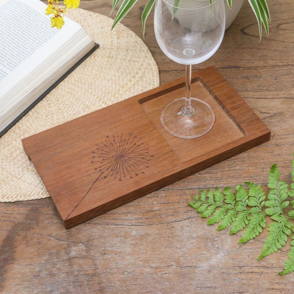 Eco-Friendly Ironwood Beverage Tray 'Wishful Thinking'