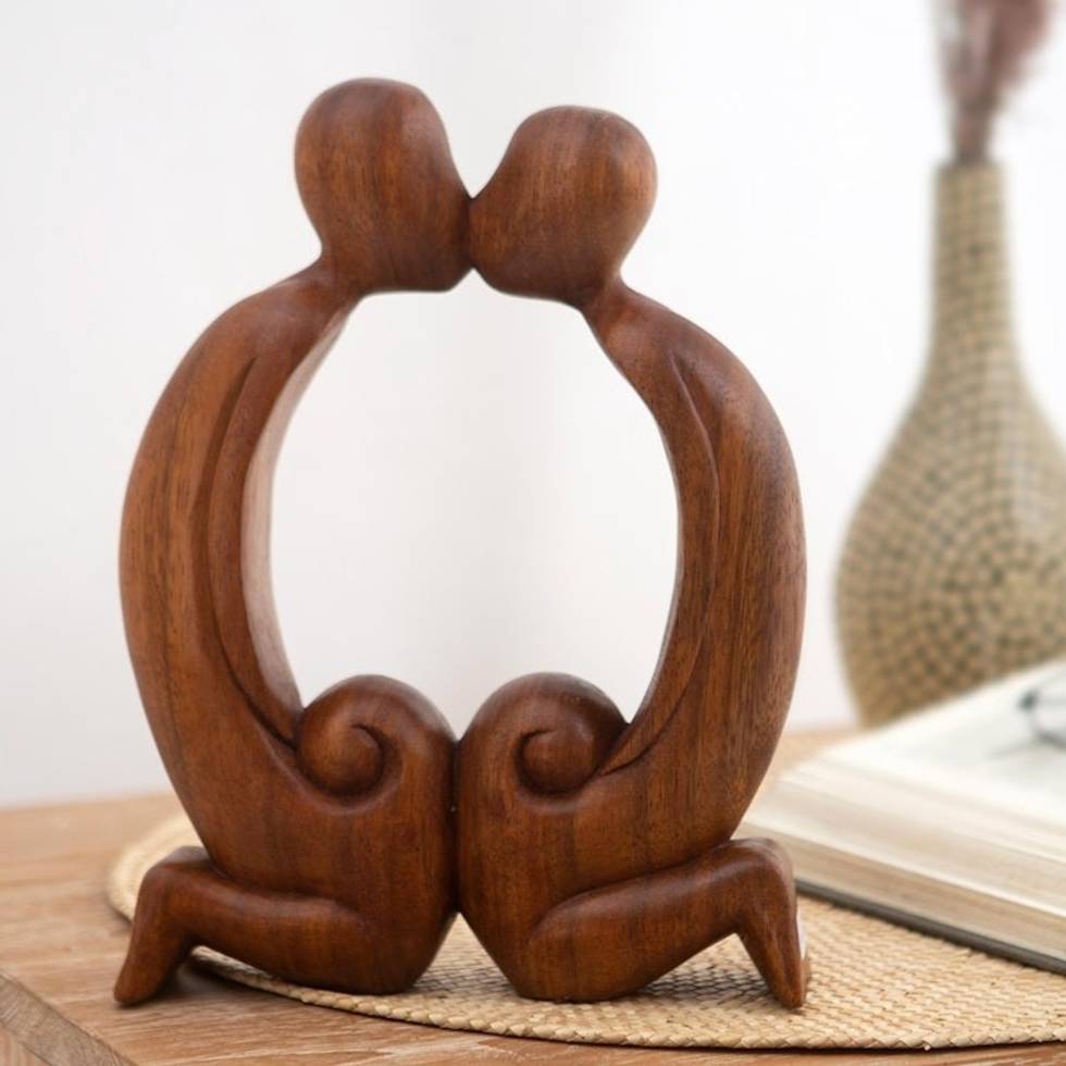 Romantic Wood Sculpture from Bali 'Healing Love'