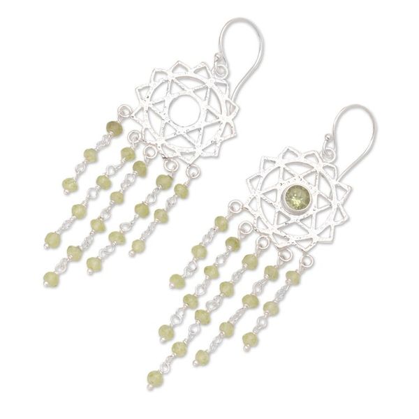 Alternate image for Handmade Sterling Silver and Peridot Dangle Earrings Renewed Heart