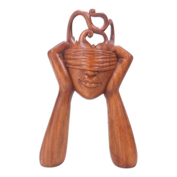 Alternate image for Artisan Crafted Suar Wood Statuette from Bali Surprising You