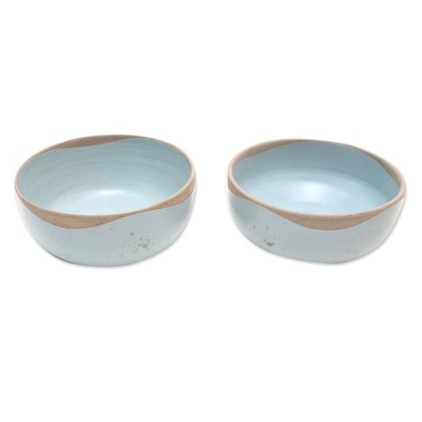 Alternate image for Rustic Ceramic Bowls from Java Pair Blue Bounty