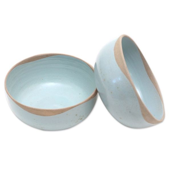 Alternate image for Rustic Ceramic Bowls from Java Pair Blue Bounty