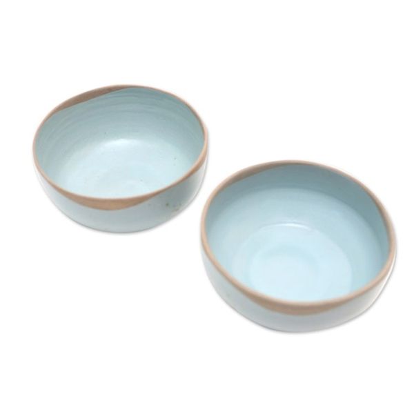 Alternate image for Rustic Ceramic Bowls from Java Pair Blue Bounty