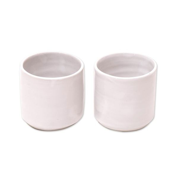 Alternate image for Pair of Ceramic Tea Cups Handcrafted in Bali Pure Calm