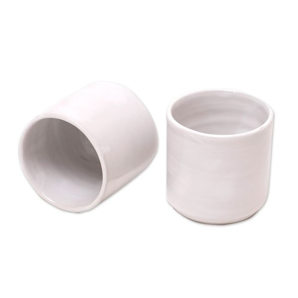 Alternate image for Pair of Ceramic Tea Cups Handcrafted in Bali Pure Calm