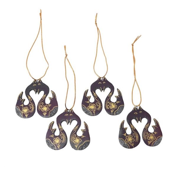 Alternate image for Set of 4 Mahogany Wood Swan Ornaments from Bali Little Loving Swans