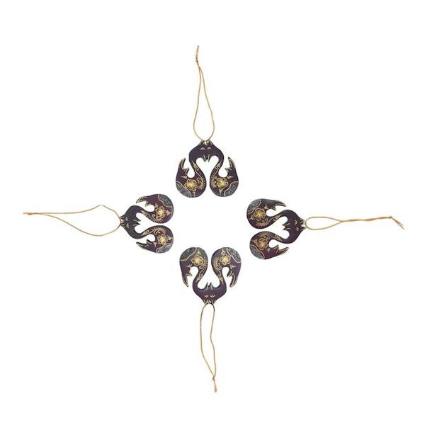 Alternate image for Set of 4 Mahogany Wood Swan Ornaments from Bali Little Loving Swans
