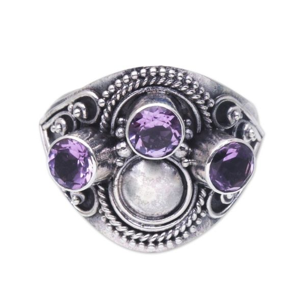 Alternate image for Sterling Silver Amethyst Cocktail Ring from Bali Majestic Queen