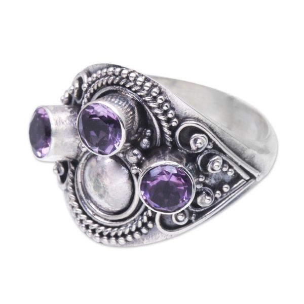 Alternate image for Sterling Silver Amethyst Cocktail Ring from Bali Majestic Queen