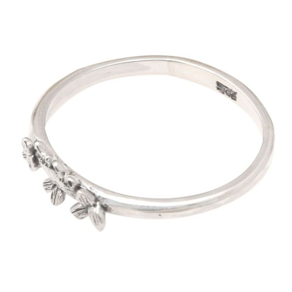 Alternate image for Sterling Silver Band Ring with Leaf Motif Fresh Leaves