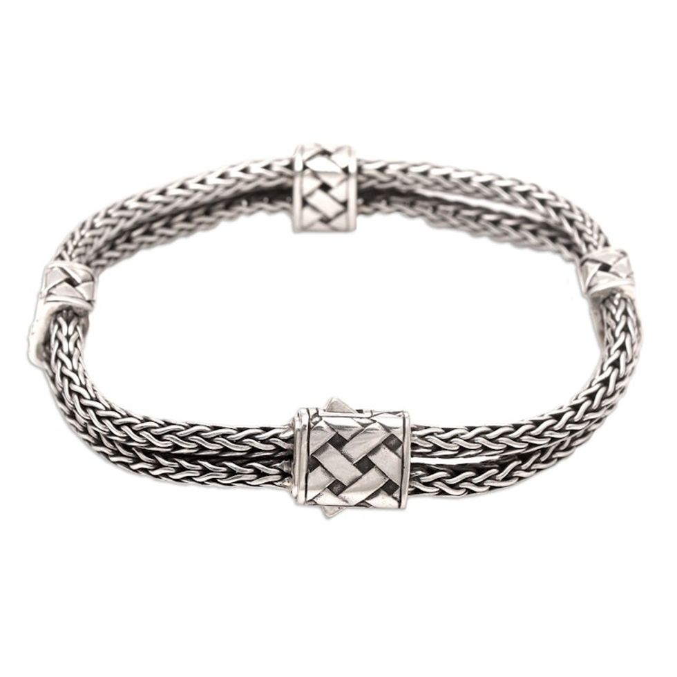Men's Sterling Silver Naga Chain Bracelet from Bali 'In Solitude'