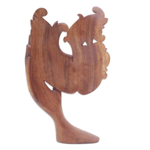 Alternate image for Suar Wood Brown Sculpture Hand-Carved in Bali Lovely Sisterhood