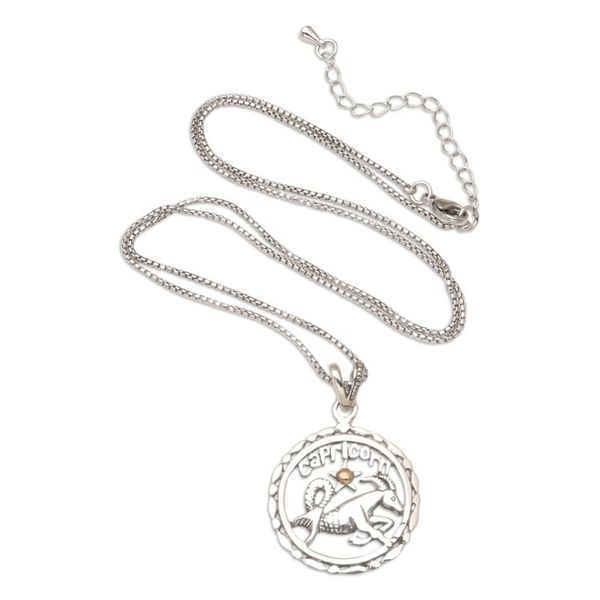 Alternate image for 18k Gold-Accented Capricorn Pendant Necklace from Bali Sparkling Capricorn