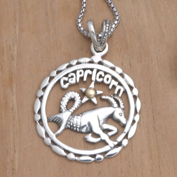 Alternate image for 18k Gold-Accented Capricorn Pendant Necklace from Bali Sparkling Capricorn