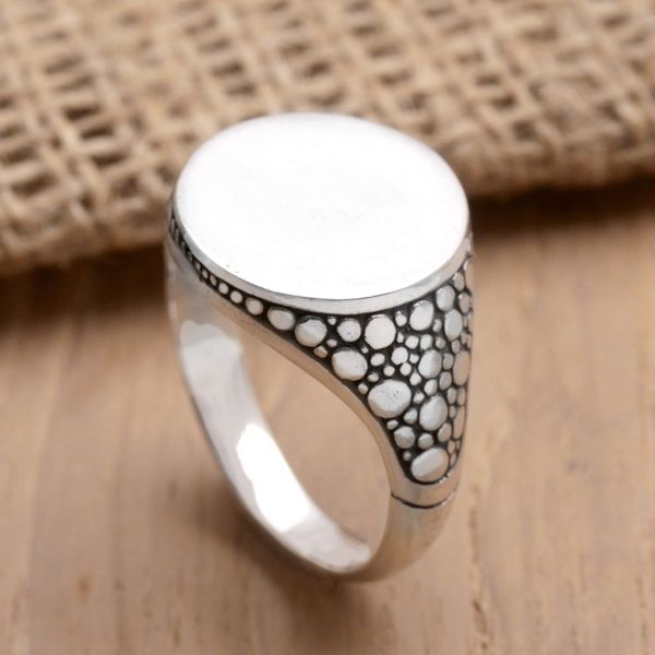 Alternate image for Bubble-Themed Sterling Silver Signet Ring Crafted in Bali Marine Signal