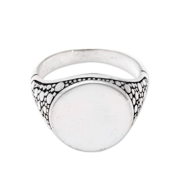 Alternate image for Bubble-Themed Sterling Silver Signet Ring Crafted in Bali Marine Signal