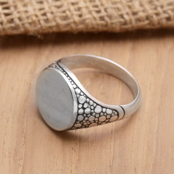 Alternate image for Bubble-Themed Sterling Silver Signet Ring Crafted in Bali Marine Signal