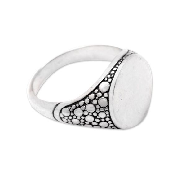 Alternate image for Bubble-Themed Sterling Silver Signet Ring Crafted in Bali Marine Signal