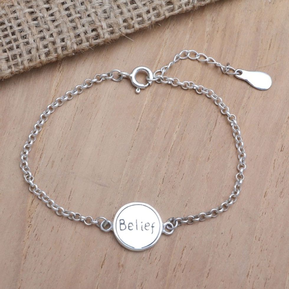 Artisan Crafted Sterling Pendant Bracelet 'Belief'