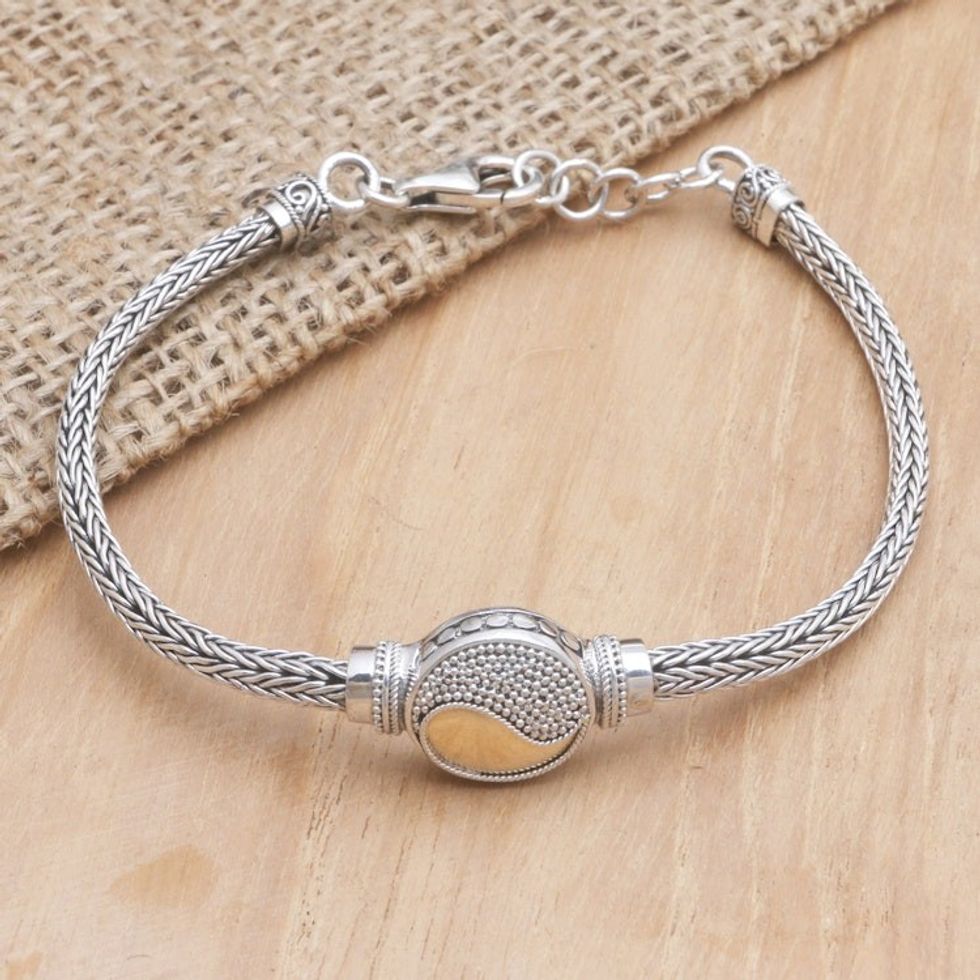 Gold-Accented Sterling Silver Pendant Bracelet 'Ancient Philosophy'
