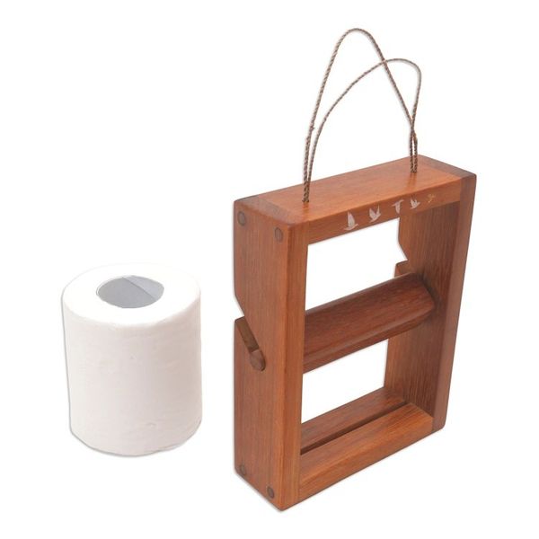 Alternate image for Handcrafted Reclaimed Wood Toilet Paper Holder from Bali Roll Me