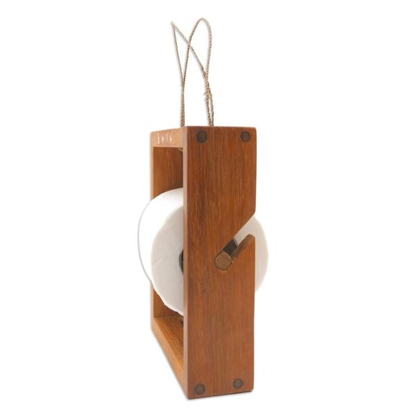 Alternate image for Handcrafted Reclaimed Wood Toilet Paper Holder from Bali Roll Me