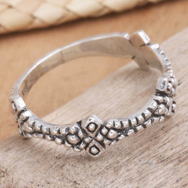 Alternate image for Artisan Crafted Sterling Silver Band Ring from Bali Winds of Rain