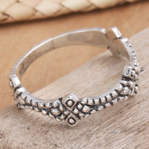Alternate image for Artisan Crafted Sterling Silver Band Ring from Bali Winds of Rain