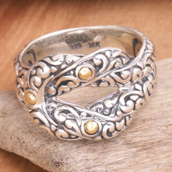 Alternate image for Artisan Crafted Gold-Accented Unisex Cocktail Ring Endless Affection