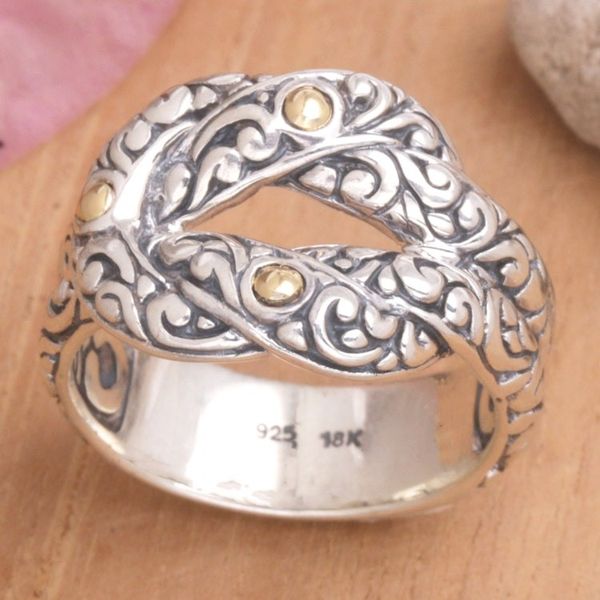 Alternate image for Artisan Crafted Gold-Accented Unisex Cocktail Ring Endless Affection
