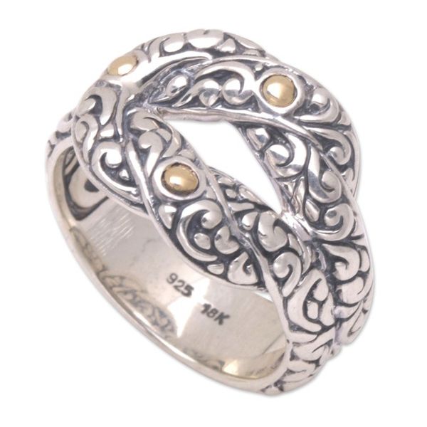 Alternate image for Artisan Crafted Gold-Accented Unisex Cocktail Ring Endless Affection