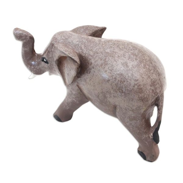 Alternate image for Indonesian Hand-carved Hand-painted Elephant Wood Figurine Smart Elephant