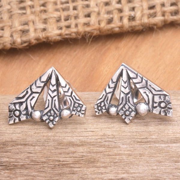 Alternate image for Sterling Silver Button Earrings with Butterfly Wings Butterfly Freedom