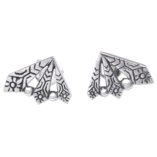 Alternate image for Sterling Silver Button Earrings with Butterfly Wings Butterfly Freedom