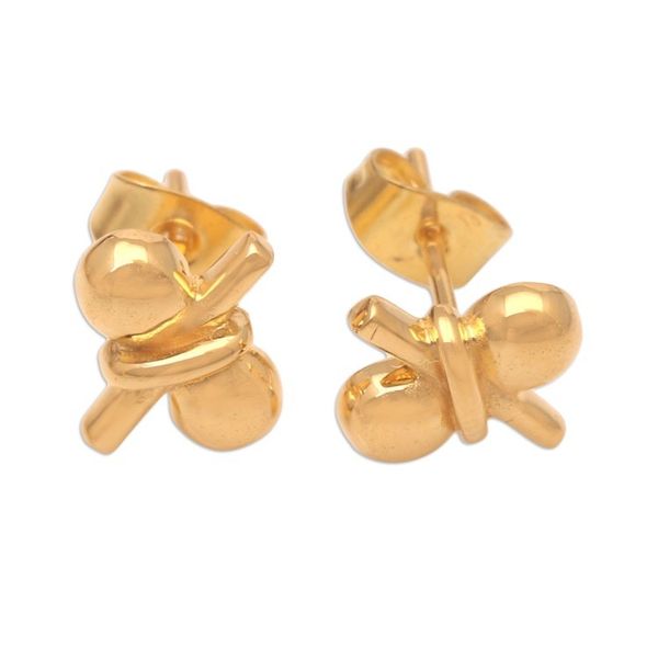 Alternate image for Stud Earrings in 18k Gold Plate Golden Ribbon