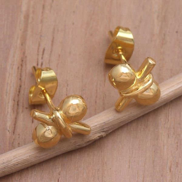 Alternate image for Stud Earrings in 18k Gold Plate Golden Ribbon