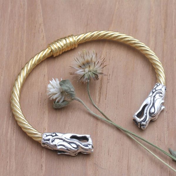 Alternate image for Mens Gold-Plated Sterling Silver Cuff Bracelet Dragons Treasure