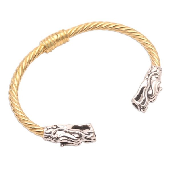 Alternate image for Mens Gold-Plated Sterling Silver Cuff Bracelet Dragons Treasure