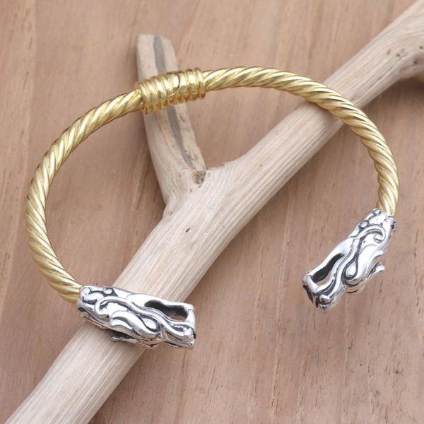 Alternate image for Mens Gold-Plated Sterling Silver Cuff Bracelet Dragons Treasure