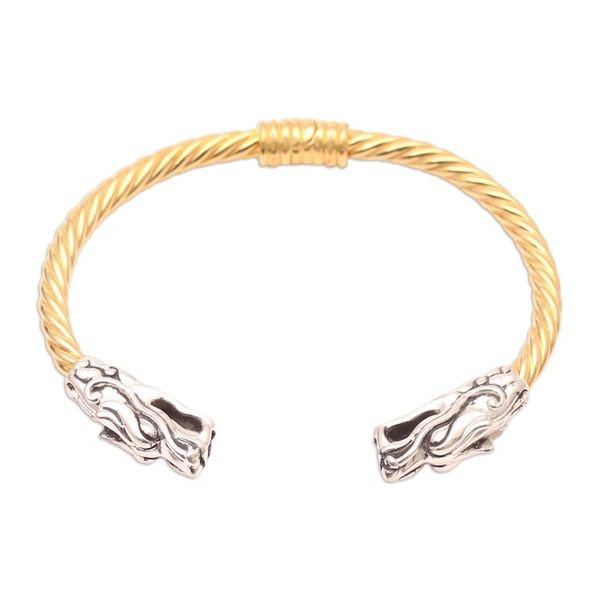 Alternate image for Mens Gold-Plated Sterling Silver Cuff Bracelet Dragons Treasure