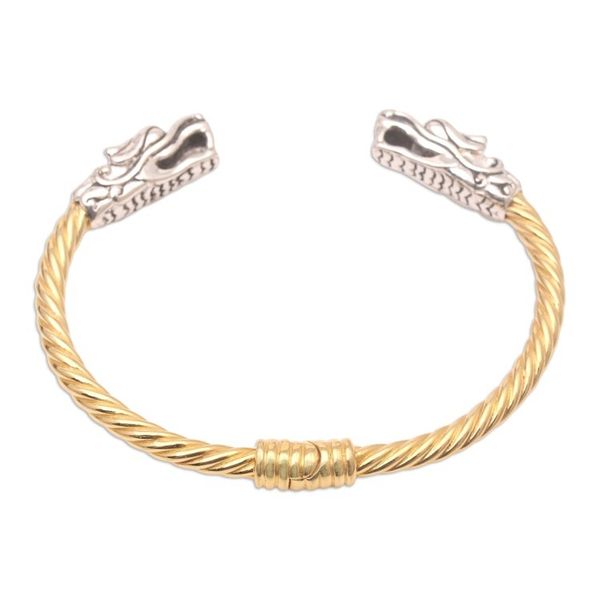 Alternate image for Mens Gold-Plated Sterling Silver Cuff Bracelet Dragons Treasure