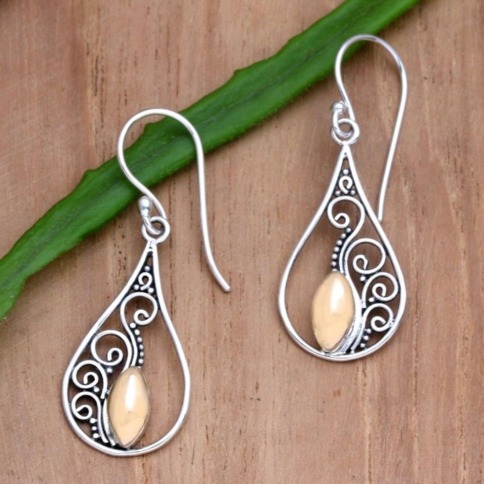 Hand Made Gold-Accented Dangle Earrings 'Golden Vision'