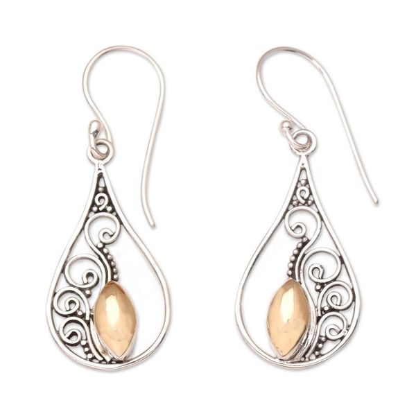 Alternate image for Hand Made Gold-Accented Dangle Earrings Golden Vision