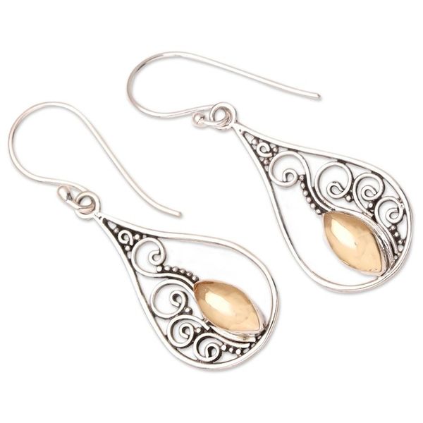 Alternate image for Hand Made Gold-Accented Dangle Earrings Golden Vision