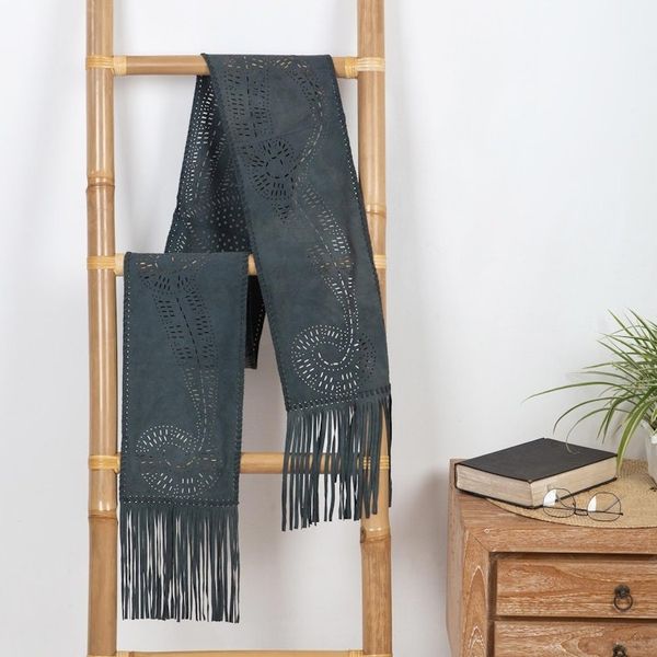 Alternate image for Grey Suede Leather Scarf from Bali Sophisticated Lady