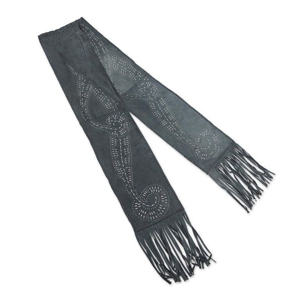Alternate image for Grey Suede Leather Scarf from Bali Sophisticated Lady