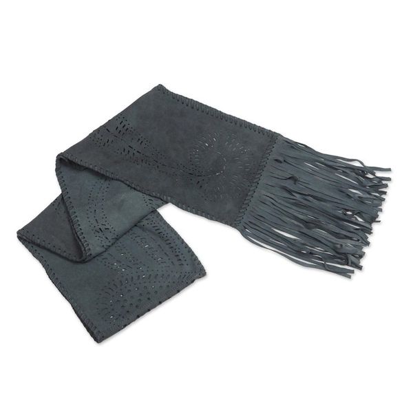 Alternate image for Grey Suede Leather Scarf from Bali Sophisticated Lady