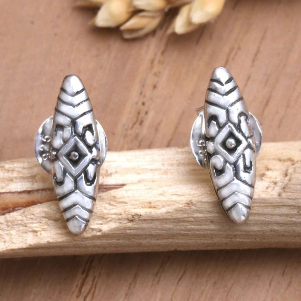 Alternate image for Hand Crafted Sterling Silver Drop Earrings Shield of Truth
